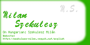 milan szekulesz business card