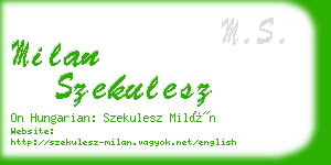 milan szekulesz business card